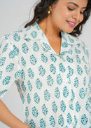 Aurora Block Printed Crop Shirt