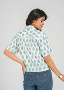 Aurora Block Printed Crop Shirt