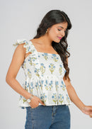 Sky Bloom Ruffle Short Top