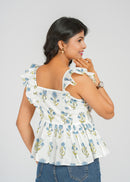 Sky Bloom Ruffle Short Top