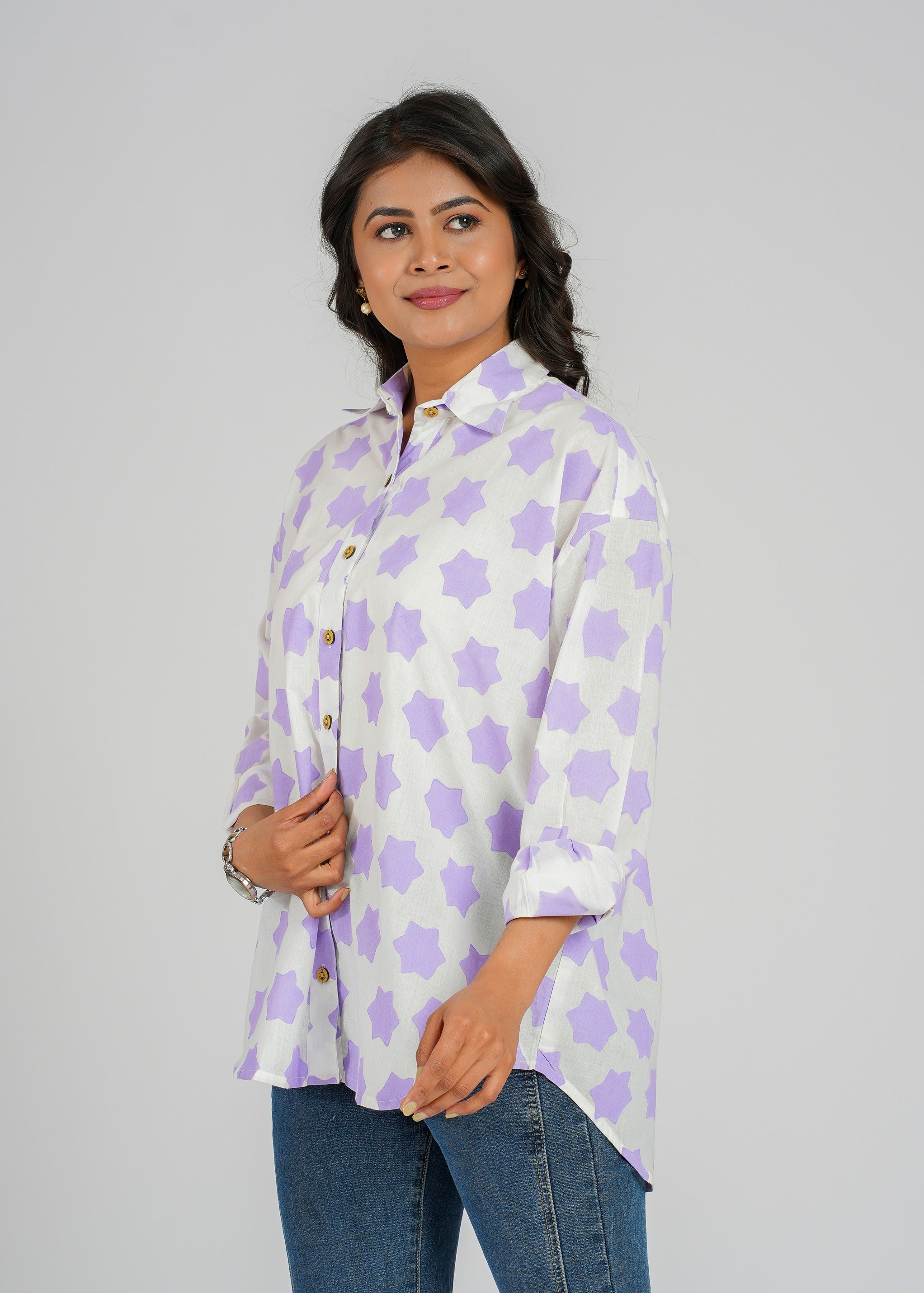 Block Printed Cotton Women's Shirt