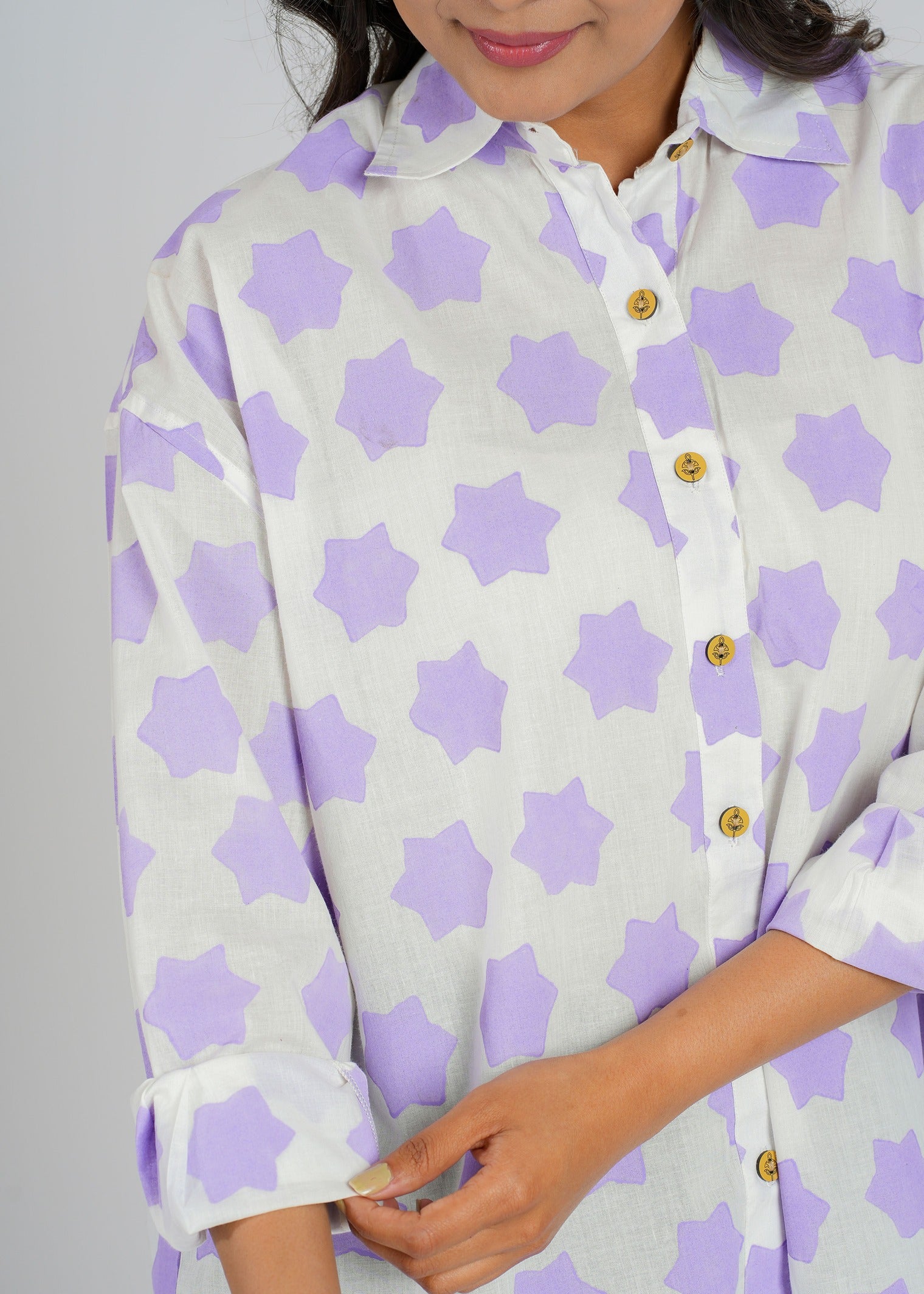 Block Printed Cotton Women's Shirt