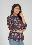 Rustic Indigo Floral Women's Shirt