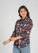 Rustic Indigo Floral Women's Shirt