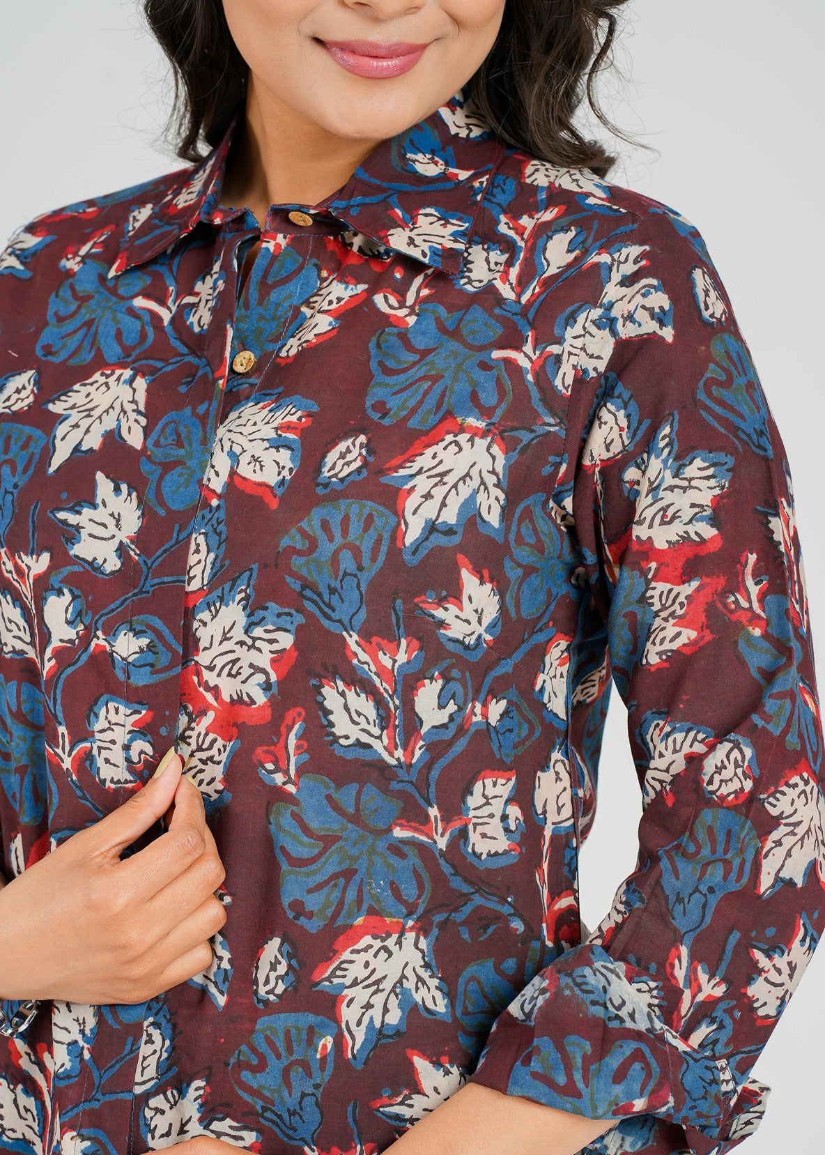 Rustic Indigo Floral Women's Shirt