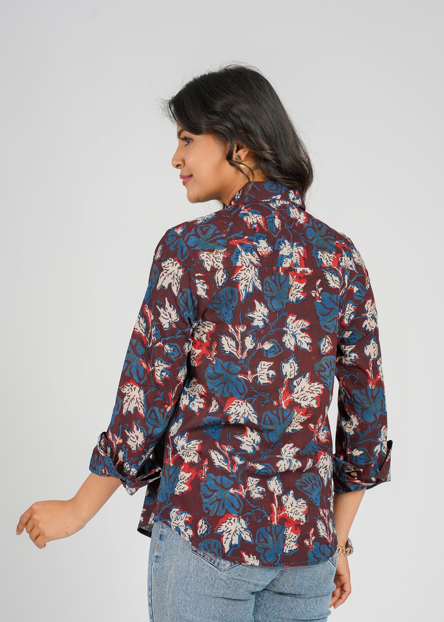 Rustic Indigo Floral Women's Shirt
