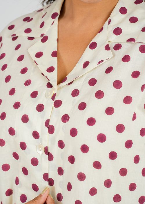 Polka Dots Printed Crop Shirt