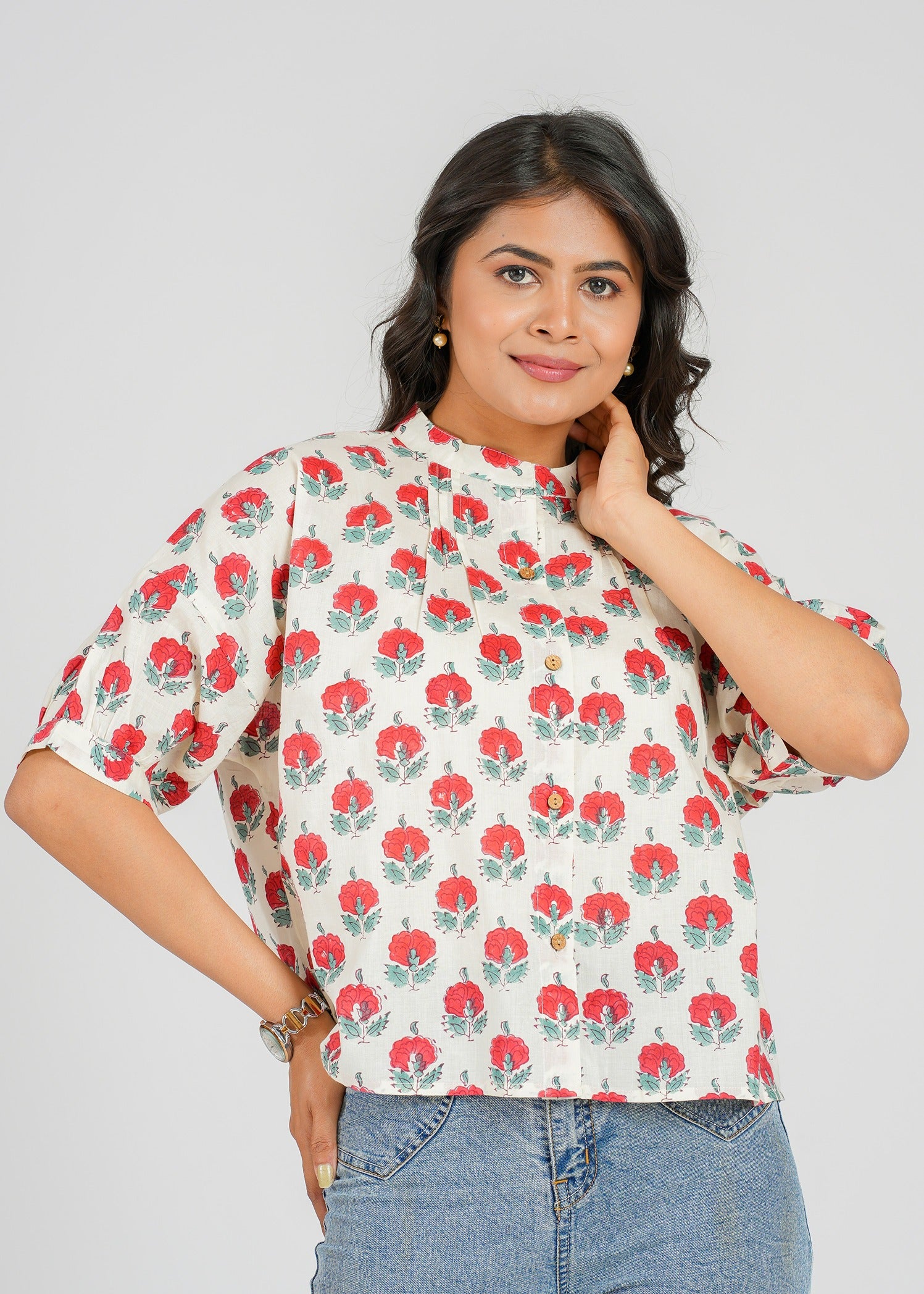 Block Printed Cotton Short Top