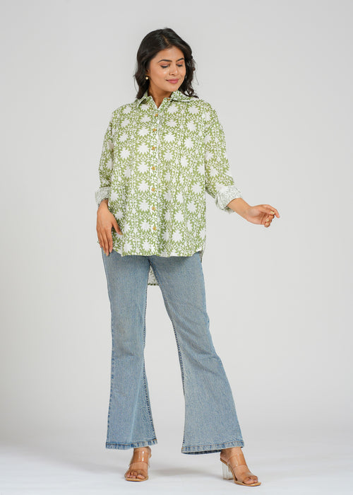 Block Printed Cotton Women's Shirt
