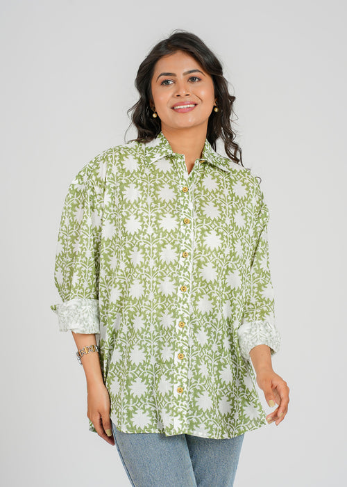 Block Printed Cotton Women's Shirt