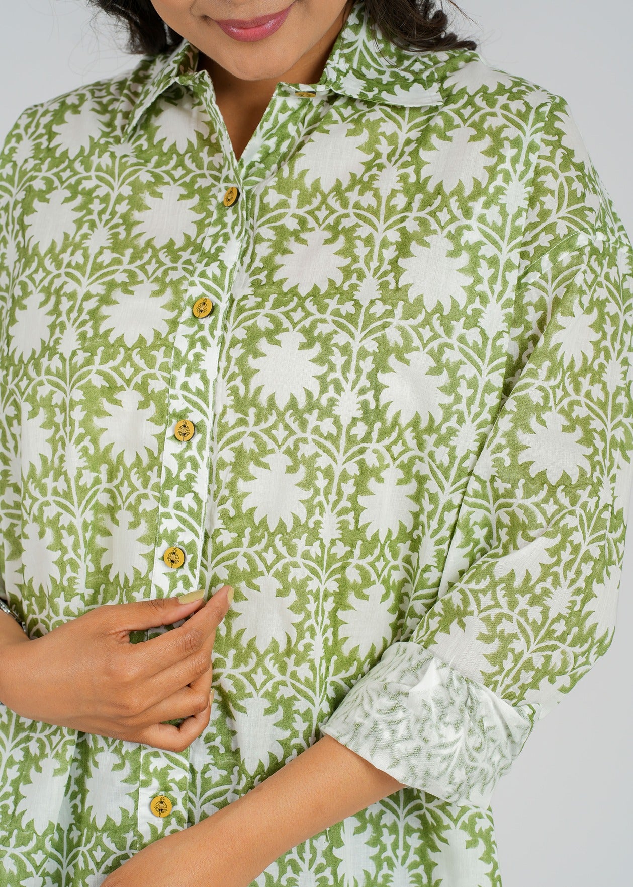 Block Printed Cotton Women's Shirt