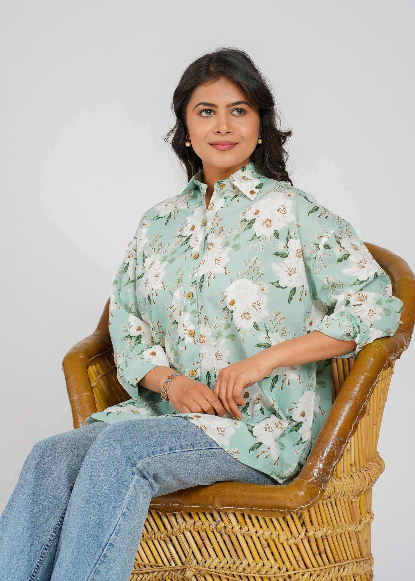 Block Printed Cotton Women's Shirt