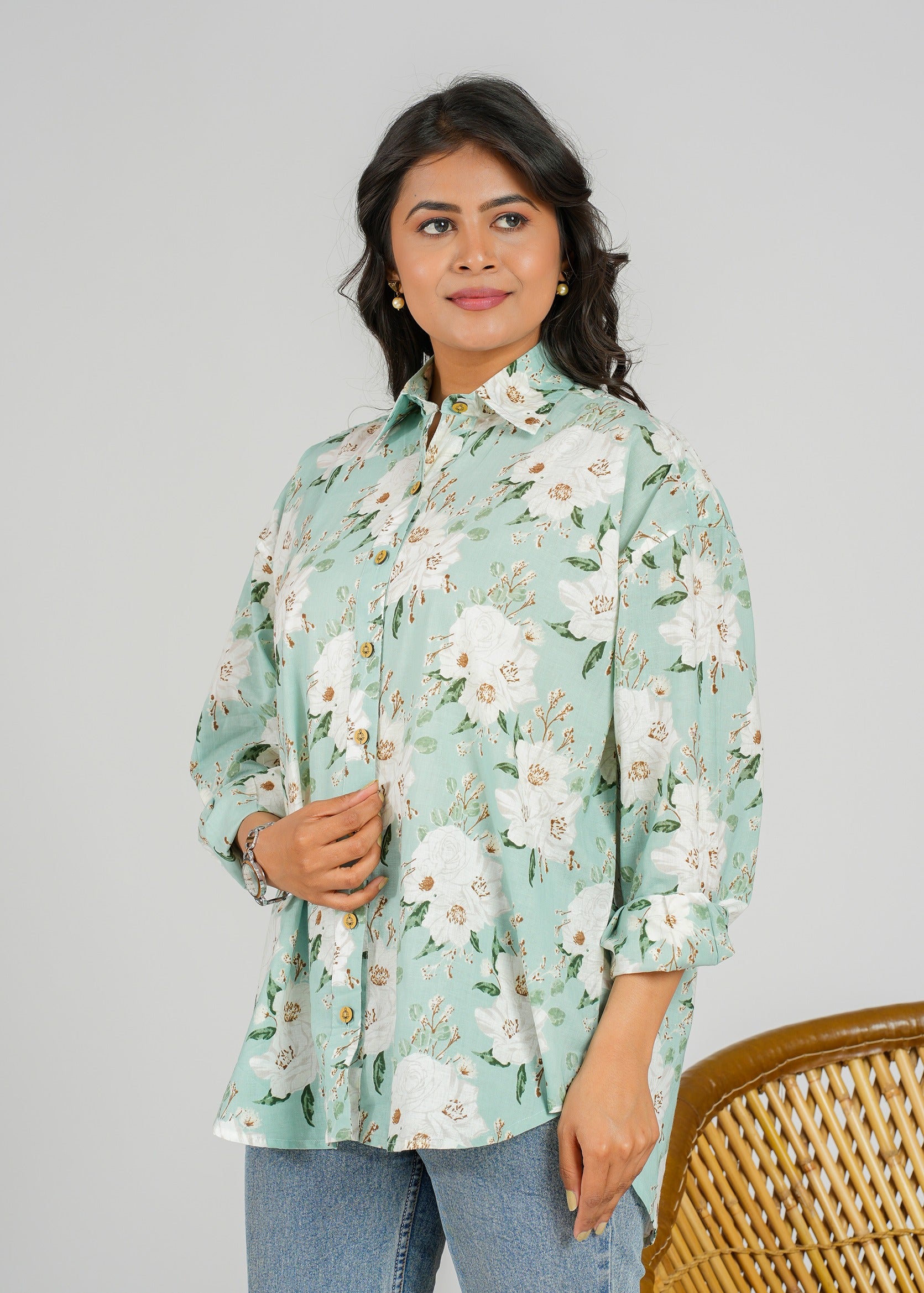 Block Printed Cotton Women's Shirt