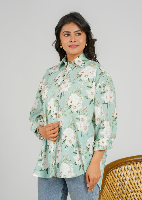 Block Printed Cotton Women's Shirt