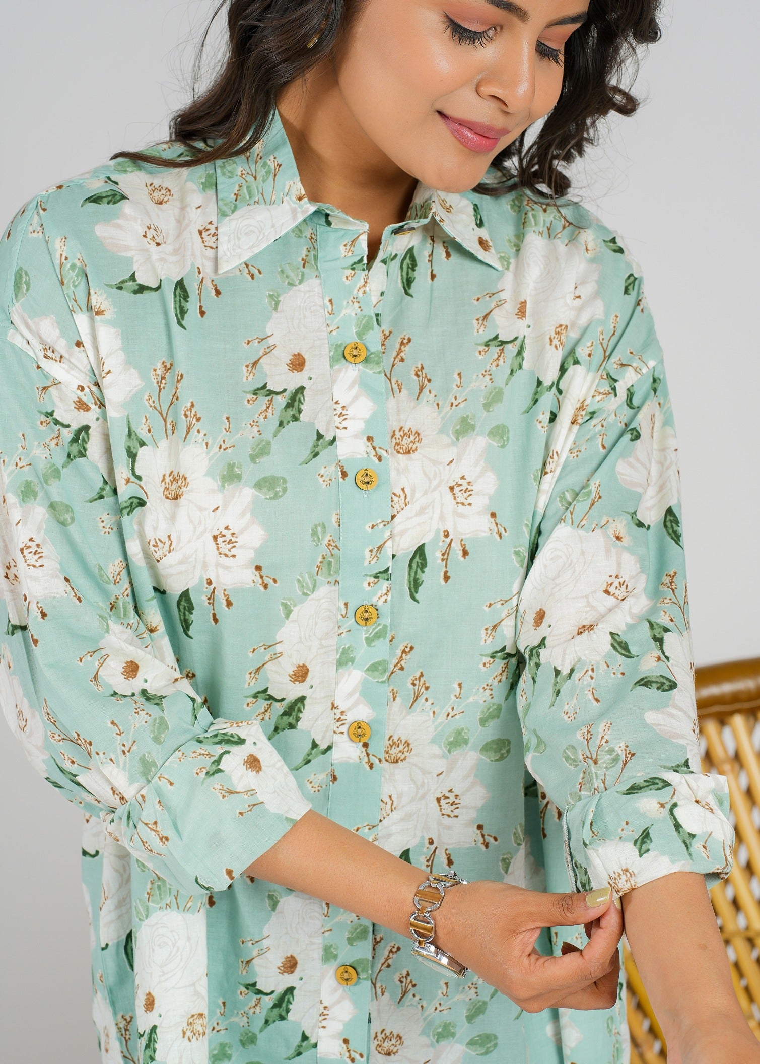 Block Printed Cotton Women's Shirt