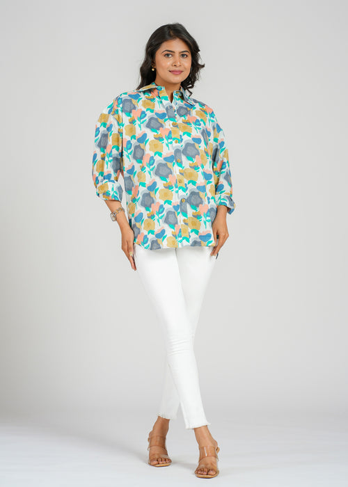 Block Printed Cotton Women's Shirt