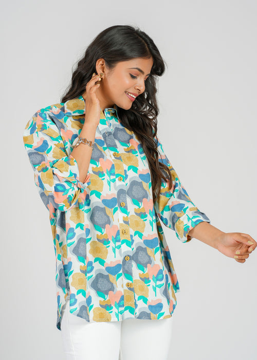 Block Printed Cotton Women's Shirt