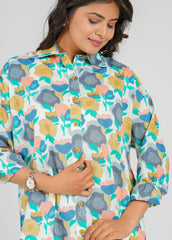 Vivid Bloom Oversized  Women's Shirt