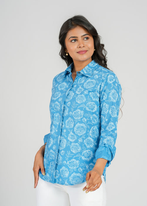 Block Printed Cotton Women's Shirt