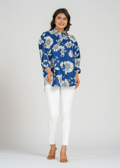 Block Printed Cotton Women's Shirt