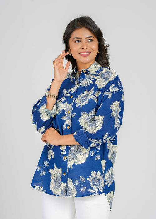 Block Printed Cotton Women's Shirt