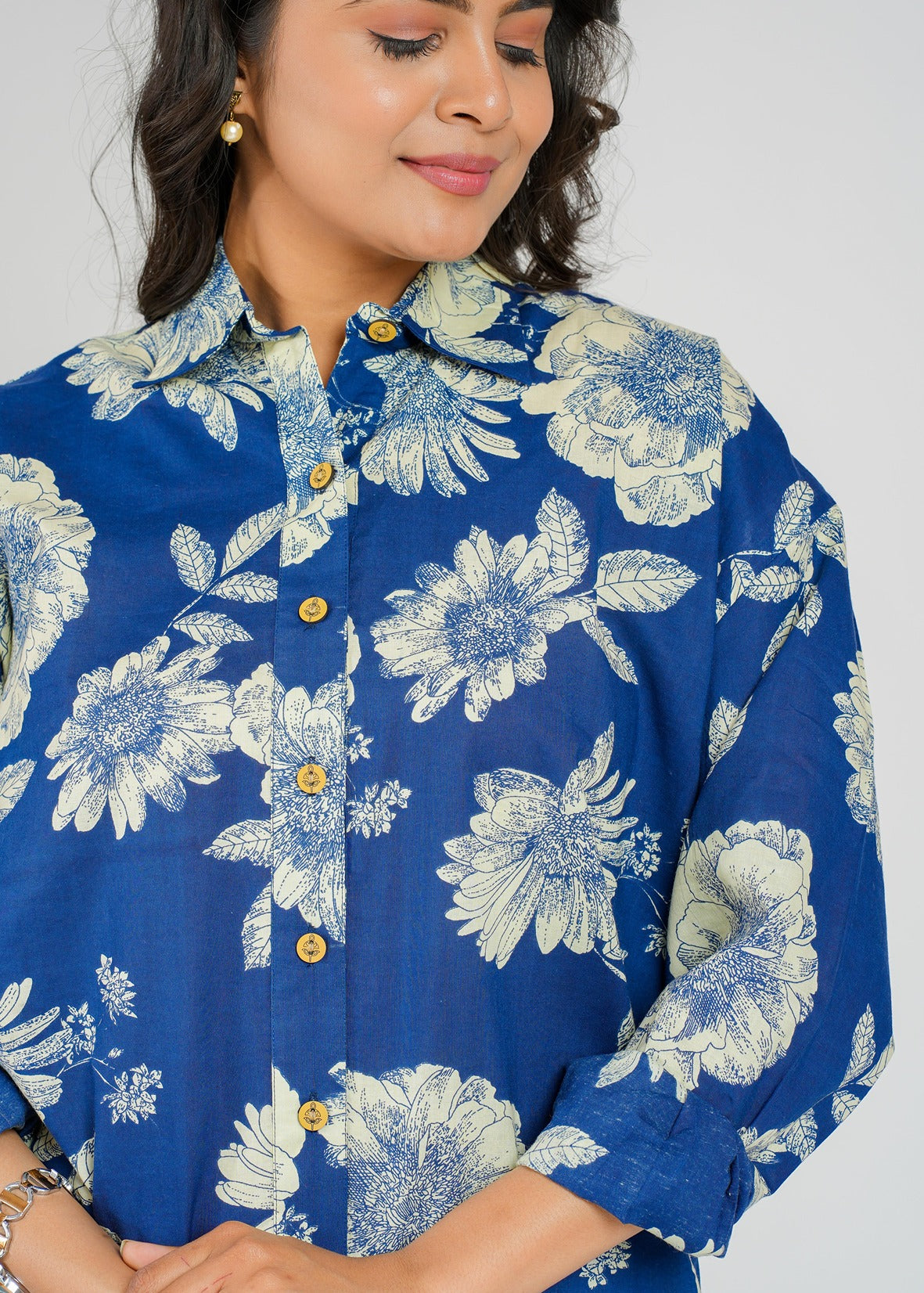 Block Printed Cotton Women's Shirt