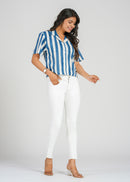 Blue Stripe Crop Shirt