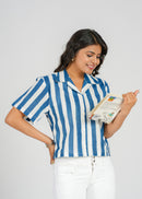 Blue Stripe Crop Shirt