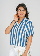 Blue Stripe Crop Shirt