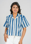 Blue Stripe Crop Shirt