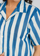 Blue Stripe Crop Shirt