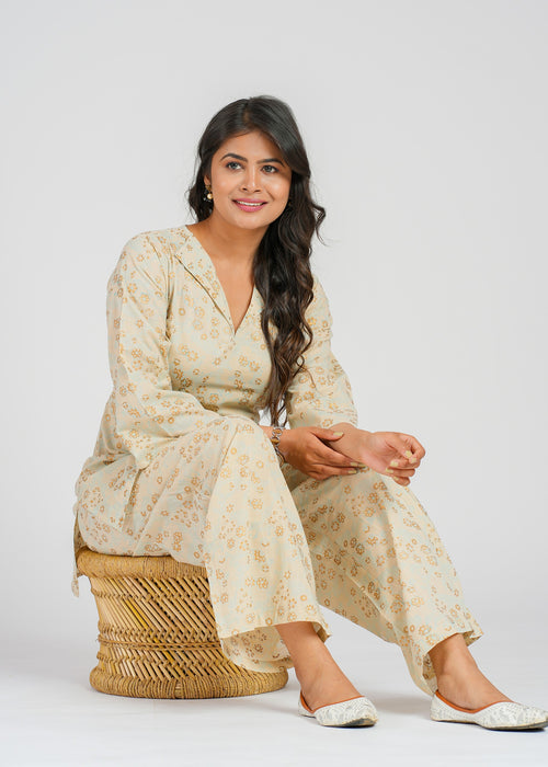 Golden Floral Co-Ord Set