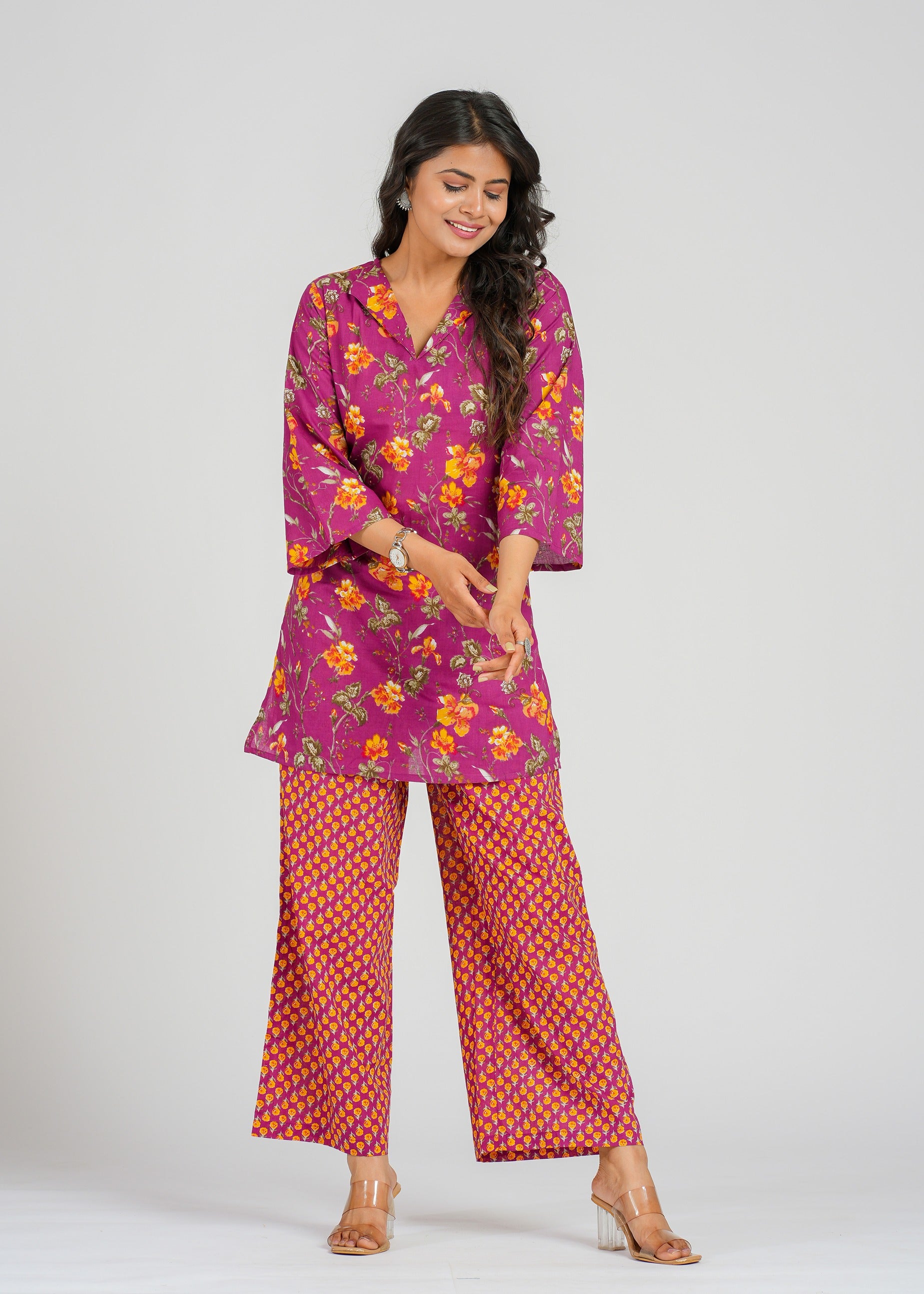 Magenta Floral Cotton Co-Ord set