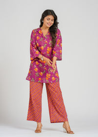 Magenta Floral Cotton Co-Ord set