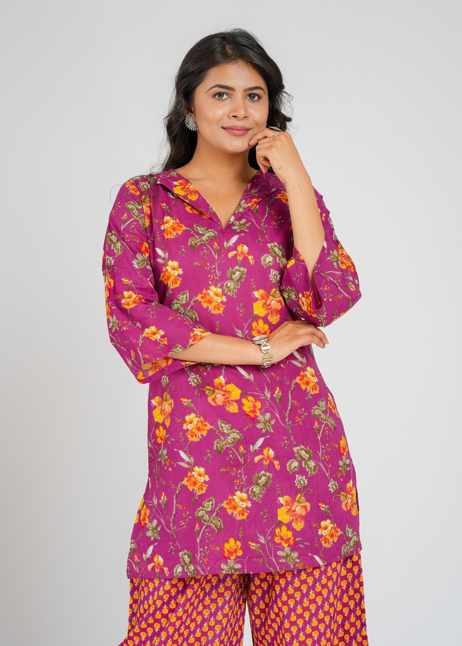 Magenta Floral Cotton Co-Ord set