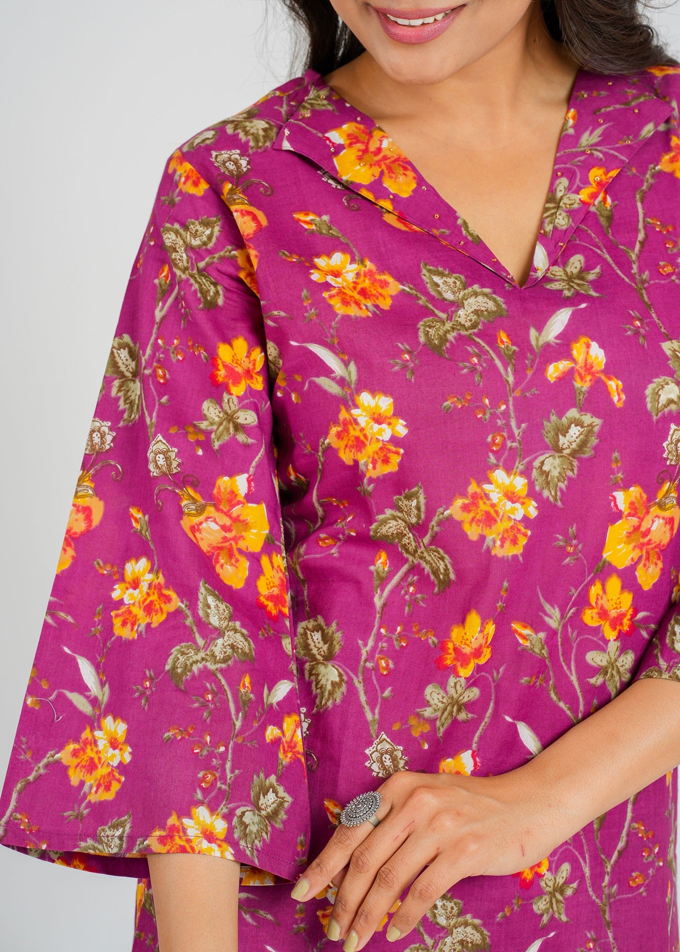 Magenta Floral Cotton Co-Ord set
