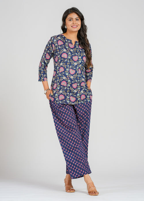 Midnight Bloom Cotton Co-Ord set