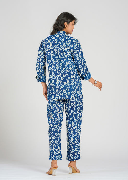 Blue Floral Vine Cotton Co-Ord set