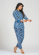 Blue Floral Vine Cotton Co-Ord set