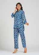 Blue Floral Vine Cotton Co-Ord set