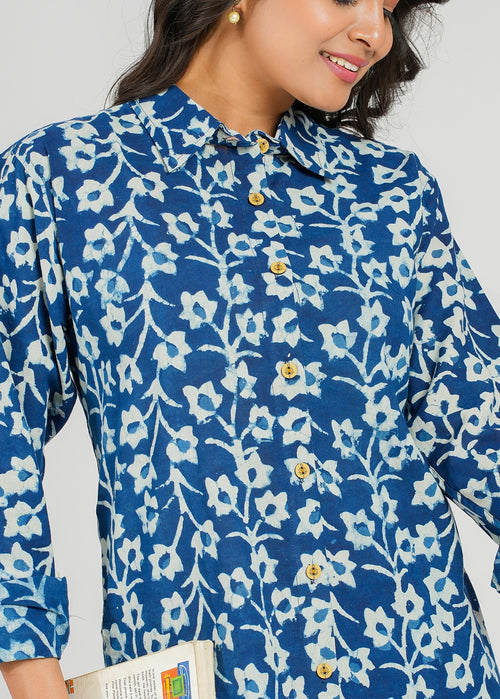 Blue Floral Vine Cotton Co-Ord set