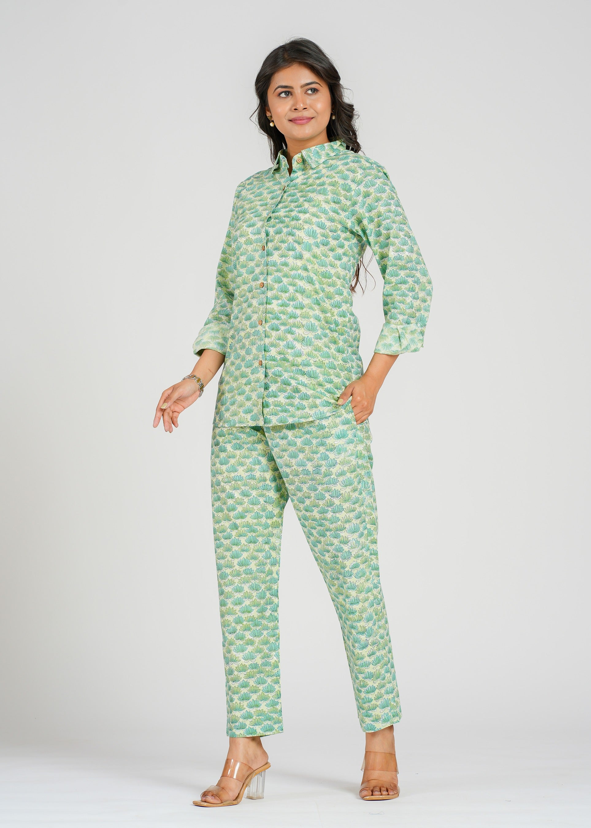 Green Lotus Printed Co-Ord