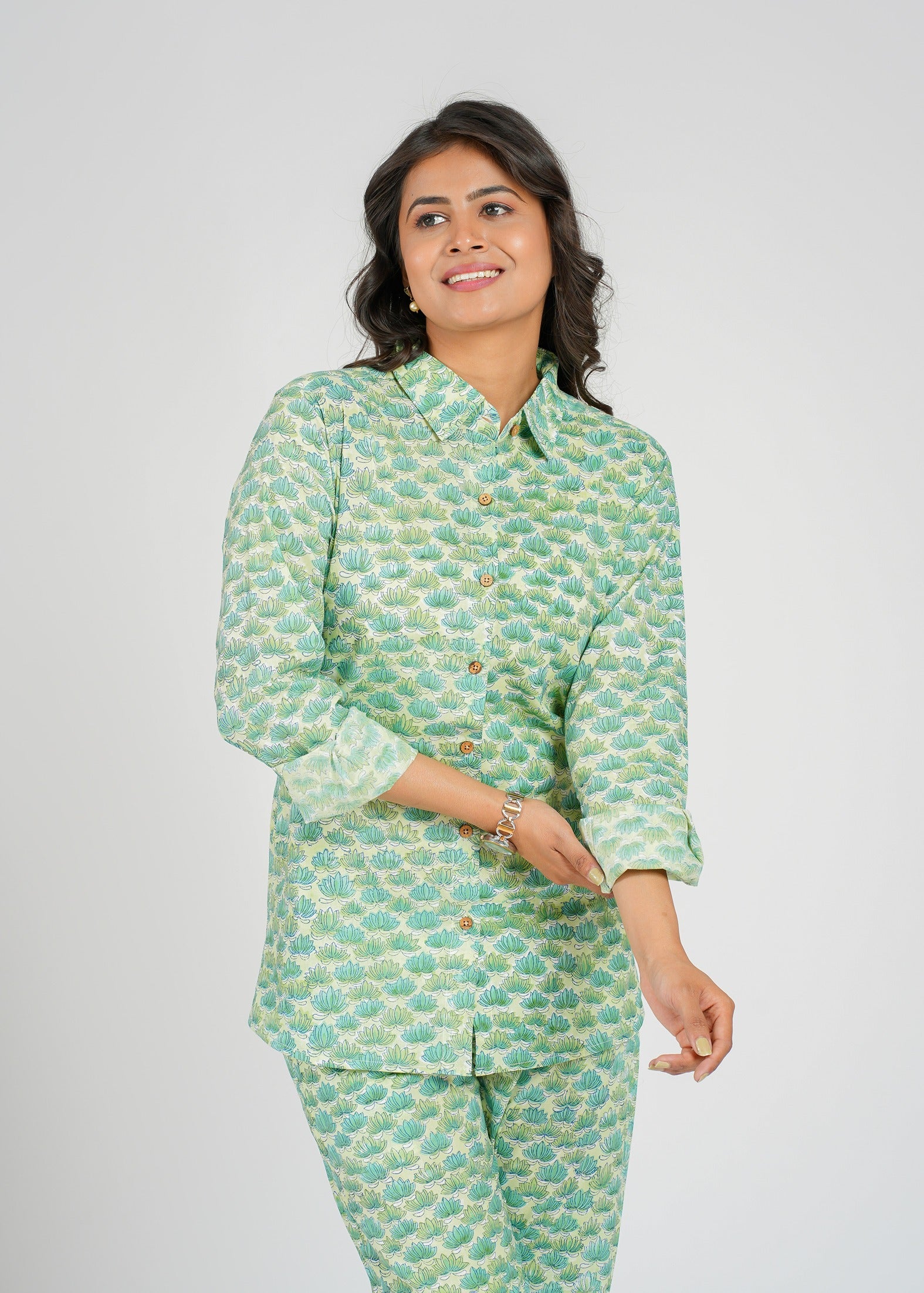 Green Lotus Printed Co-Ord