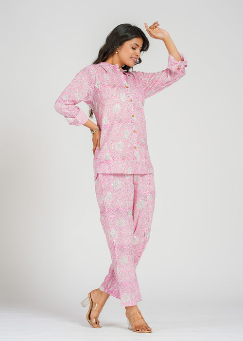 Pink Ivory Floral Printed Co-Ord set