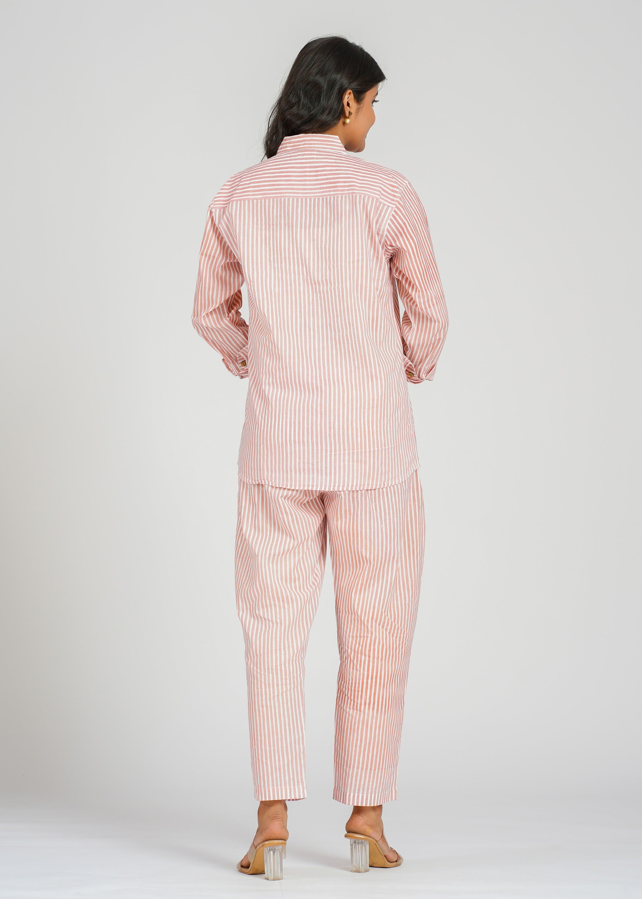 Peach Stripe Cotton Co-Ord