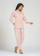 Peach Stripe Cotton Co-Ord