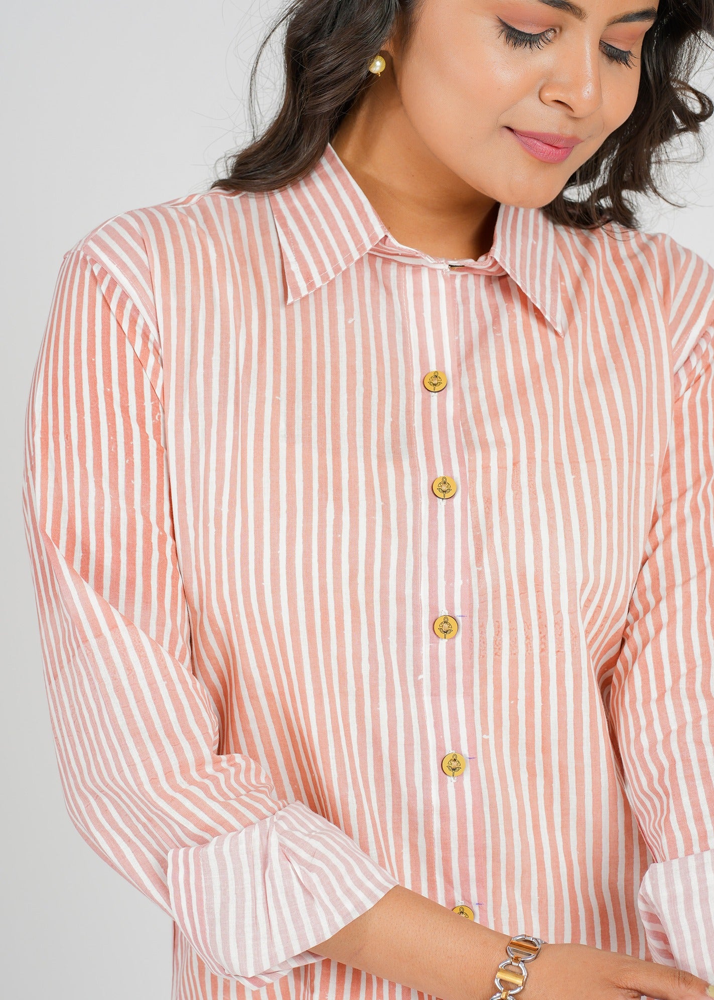 Peach Stripe Cotton Co-Ord