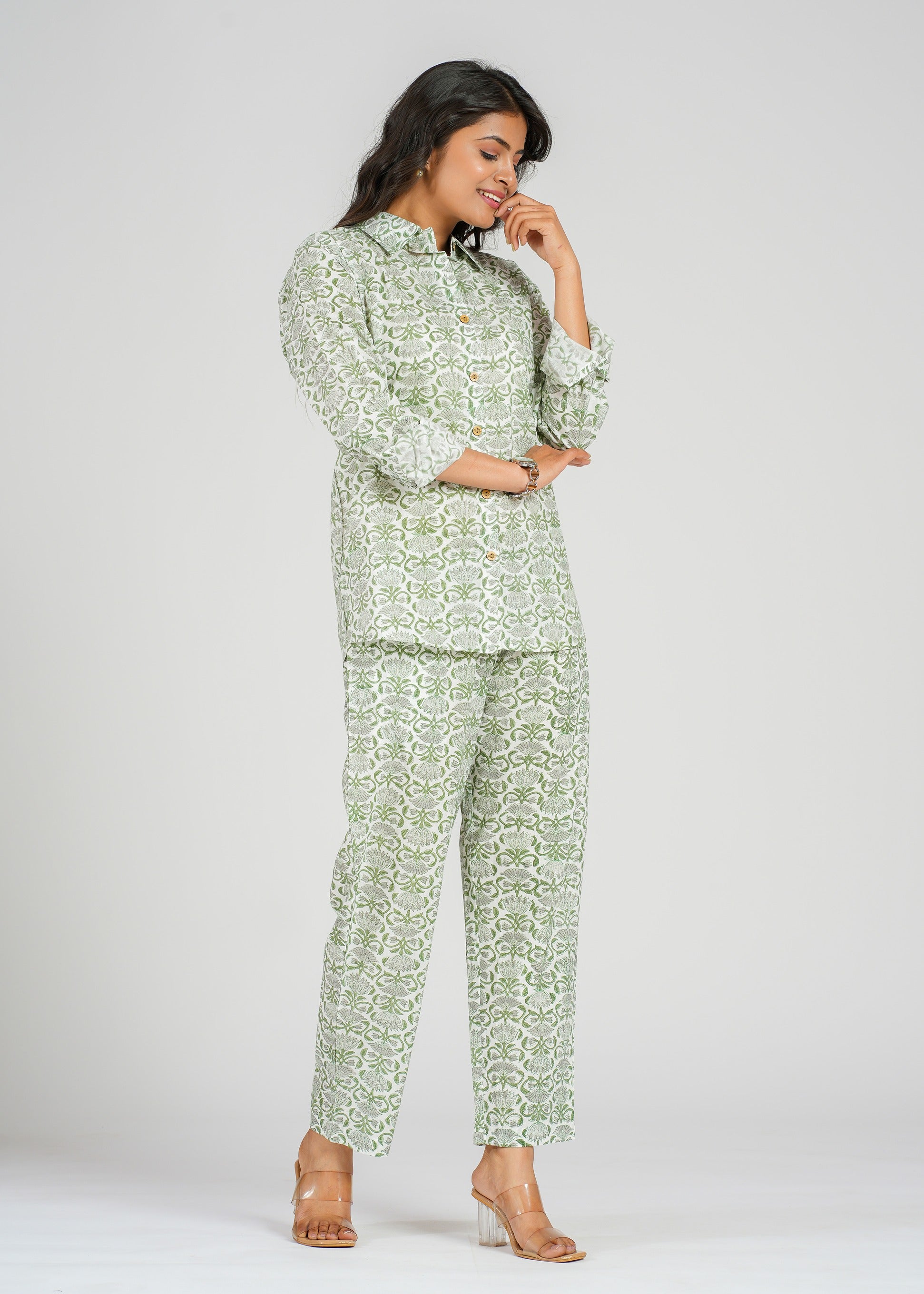 Grey Lotus Printed Co-Ord Set