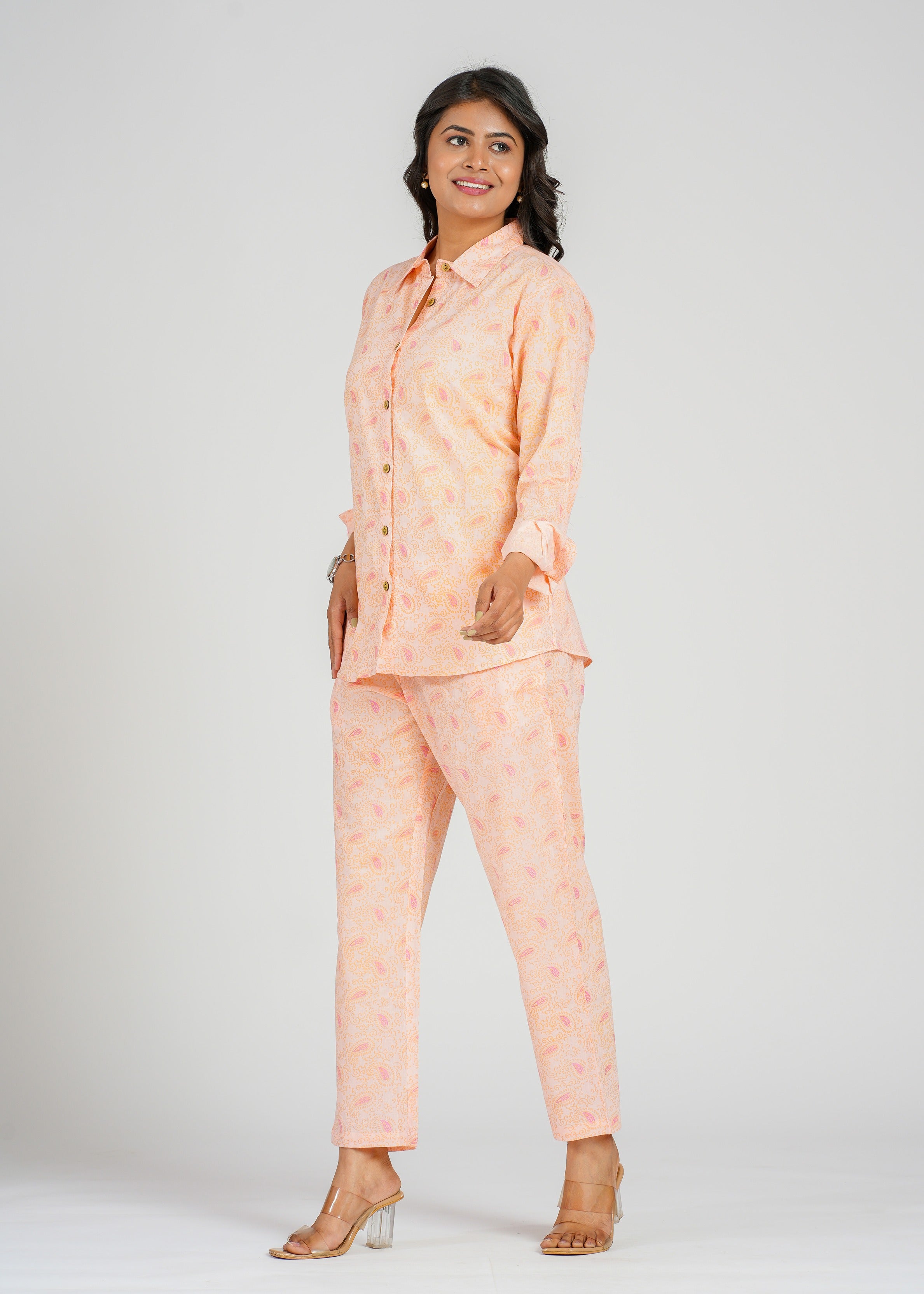 Orange Paisley Printed Co-Ord Set
