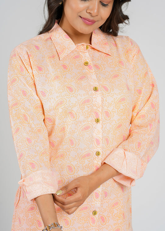 Orange Paisley Printed Co-Ord Set